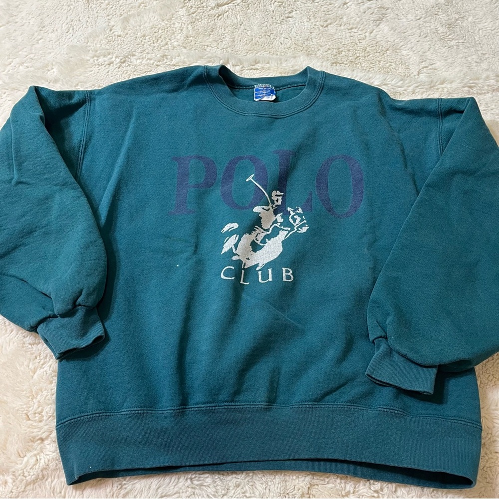 Vintage Green Polo Club Sweatshirt Men’s Size Medium Y2K